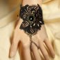 Sexy Belly dance Rhinestone rose flower Black Lace gothic slave Bracelet BR284