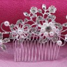 Bridal Rhinestone faux pearl flower tiara Crystal Hair Comb RB612