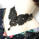 Gothic sexy Lolita butterfly flower black faux pearl Choker necklace NR403