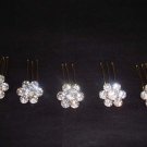 5 pcs Bridal Rhinestone gold tone Crystal Hair comb RB234