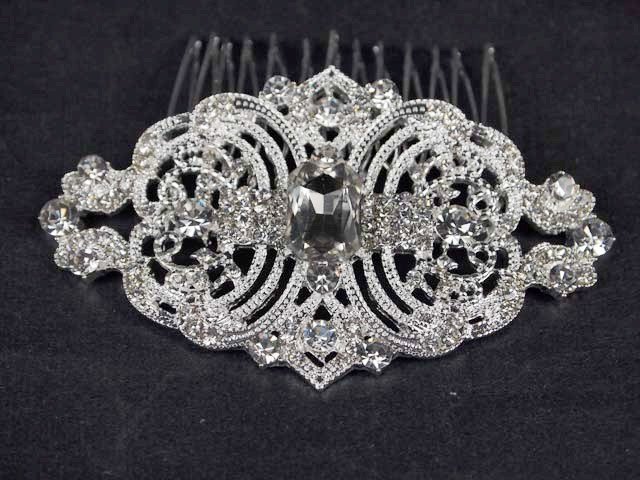 Bridal vintage style rhinestone Headpiece Headdress prom hair tiara comb RB592
