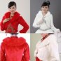 Bridal Off white Red 3/4 sleeve Faux Fur Shrug Shawl Cape Wrap BOLERO SF136