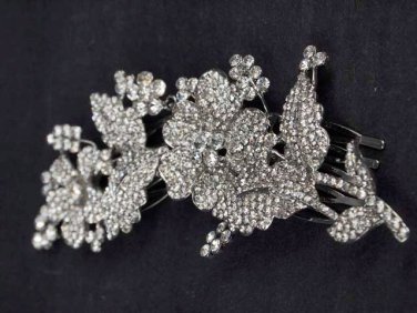 Bridal crystal Flower rhinestone headpiece hair tiara topknot comb RB598