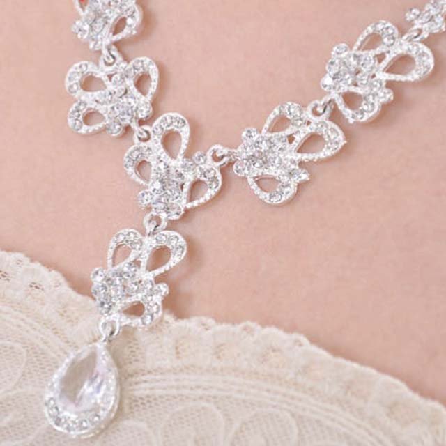 Bridal Rhinestone crystal Topknot earring necklace set NR384