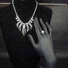 Bridal Crystal prom rhinestone bracelet ring necklace earring Set NR98