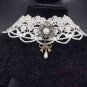 Gothic sexy Lolita Bow Ivorie Victorian style Faux pearl bracelet necklace NR349