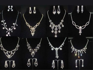 Bridal Rhinestone crystal Topknot earring necklace set NR386