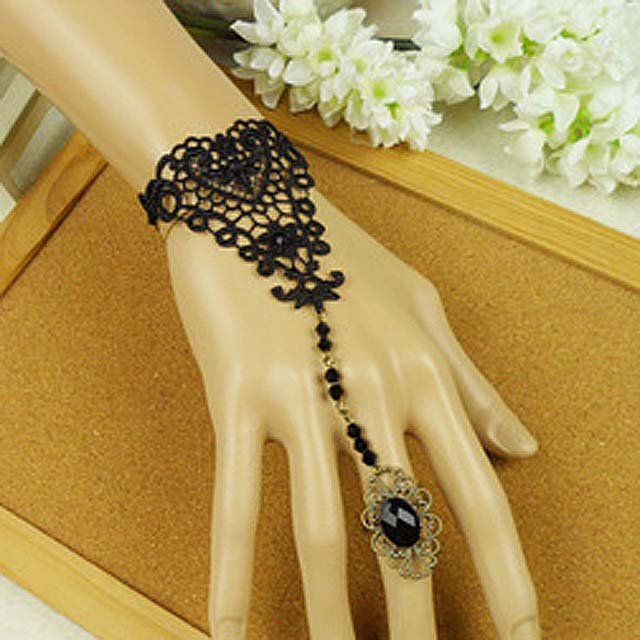 Gothic Lolita Sexy Black Belly dance slave bracelet -for very thin hand BR272