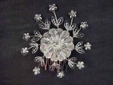 Bridal Rhinestone Prom Headpiece Flower Crystal Hair tiara Comb RB583