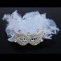 Bridal Rhinestone prom Mask white lace feather comb RB576