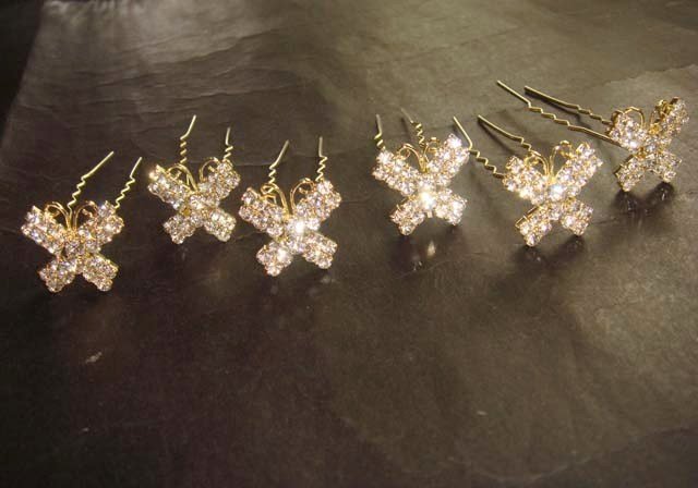 6 Bridal Butterfly crystal Headpiece Rhinestone Hairpins Hair pins RP165