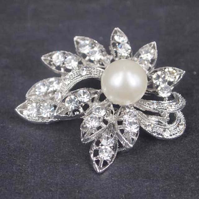 Bridal Faux pearl crystal dress scarf decoration Rhinestone Brooch pin Pi565