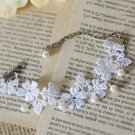 Lolita sexy gothic Crochet lace white bead Choker bracelet NR254