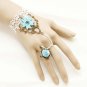 Gothic Lolita Blue Flower white Belly dance slave bracelet necklace set BR310