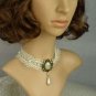 Gothic sexy Lolita Lace White Bead Faux pearl Choker necklace NR380
