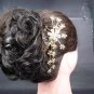 Bridal Rhinestone Flower Crystal gold tone Wedding Hair Comb RB618