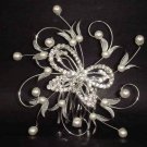 Bridal Rhinestone Butterfly Faux Pearl Headpiece Hair tiara Comb RB160