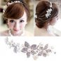 Bridal Rhinestone Adjustable forehead band Faux pearl Flower Hair tiara HR213