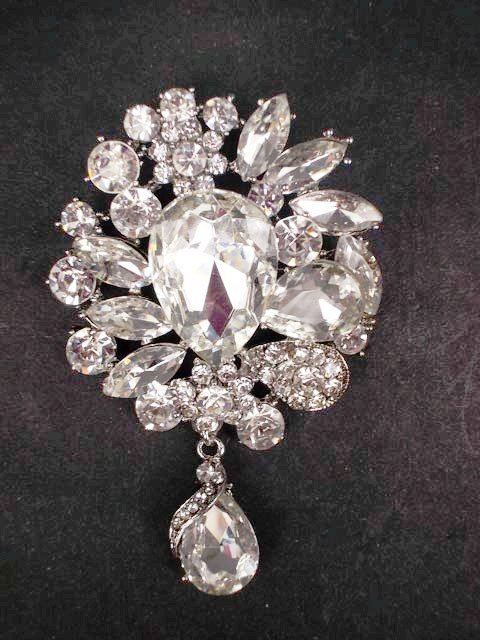 Bridal Dangle Crystal Vintage style Rhinestone Brooch pin PI550