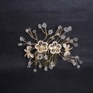 Bridal Rhinestone Flower Crystal gold tone Wedding Hair Comb RB613