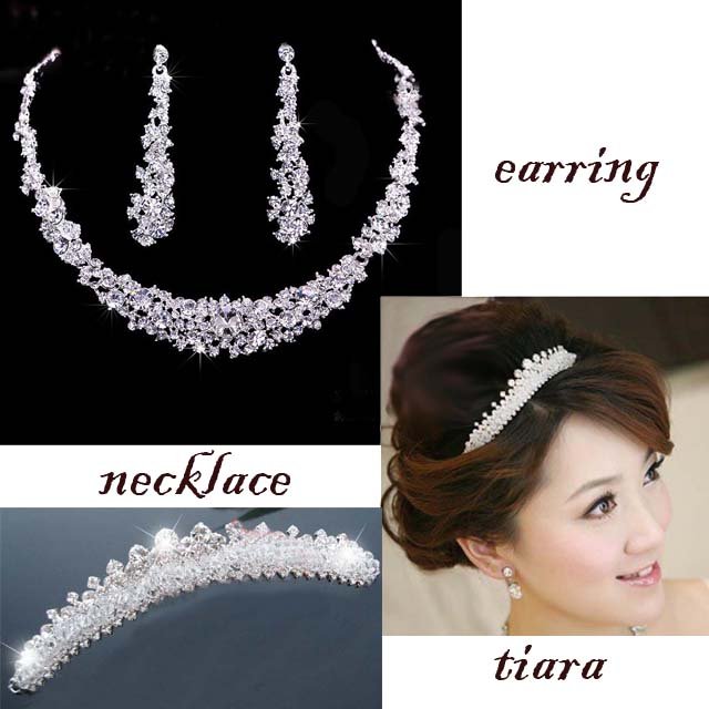 Bridal Rhinestone crystal headpiece Hair headdress Tiara necklace earring RB561