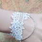 Sexy Belly dance Rhinestone flower White gothic slave Bracelet -thin hand BR269