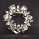 Bridal Prom Round circle flower wreath rhinestone crystal scarf clip BU73