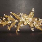 Bridal Rhinestone Flower Crystal gold tone Wedding Hair Comb RB35