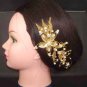 Bridal Rhinestone Flower Crystal gold tone Wedding Hair Comb RB35