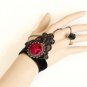 Gothic Lolita Sexy Rose Flower black lace Belly dance slave bracelet BR340
