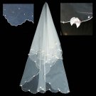 Bridal Cathedral Bow Bead Wedding Ivory White Veil 1.5 m V06