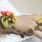 Sexy Lolita Belly dance pink flower green leave bird slave Bracelet BR331