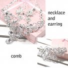 Bridal Rhinestone crystal Topknot comb earring necklace set NR379