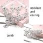 Bridal Rhinestone crystal Topknot comb earring necklace set NR379