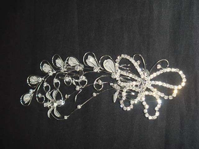 Bridal Crystal Rhinestone Headpiece butterfly Hair tiara Comb RB611