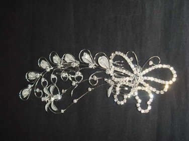 Bridal Crystal Rhinestone Headpiece butterfly Hair tiara Comb RB611