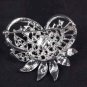Bridal Cake topper heart Faux pearl crystal Rhinestone Brooch pin Pi576