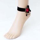 Gothic Lolita Sexy Black Red Rose Flower Belly dance anklet BR289
