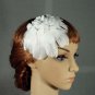 Bridal White Rhinestone Lace Feather Headpiece Hair Fascinator Brooch clip BA175