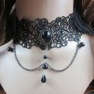 Gothic sexy Lolita Lace ribbon Black Choker necklace NR391