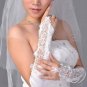 17" Bridal prom sexy Lace white bead Satin Fingerless Gloves S144
