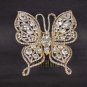 Bridal Rhinestone Butterfly gold tone Headpiece crystal Hair Tiara Comb RB574