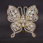 Bridal Rhinestone Butterfly gold tone Headpiece crystal Hair Tiara Comb RB574