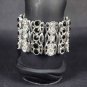 5 row Bridal Black clear Crystal Rhinestone Bracelet cuff bangle BR253