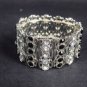 5 row Bridal Black clear Crystal Rhinestone Bracelet cuff bangle BR253