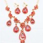 Bridal Rhinestone crystal Red  dangle Headress necklace earrring set NR359