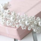 Bridal Bead Faux pearl Adjustable wire forehead band Hair Tiara HR202