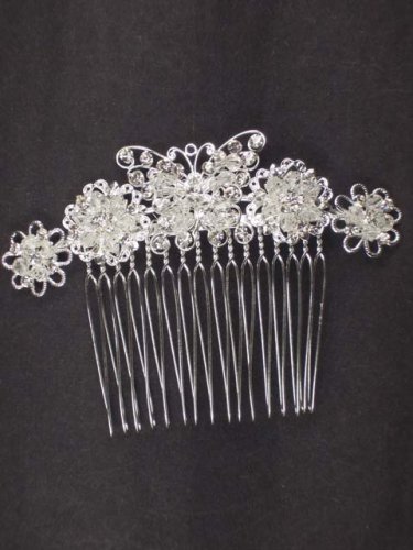 Bridal Rhinestone Crystal Prom butterfly Headpiece Hair tiara Comb RB551