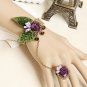 Sexy Belly dance Purple flower green leave country slave Bracelet BR330