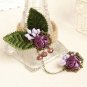 Sexy Belly dance Purple flower green leave country slave Bracelet BR330